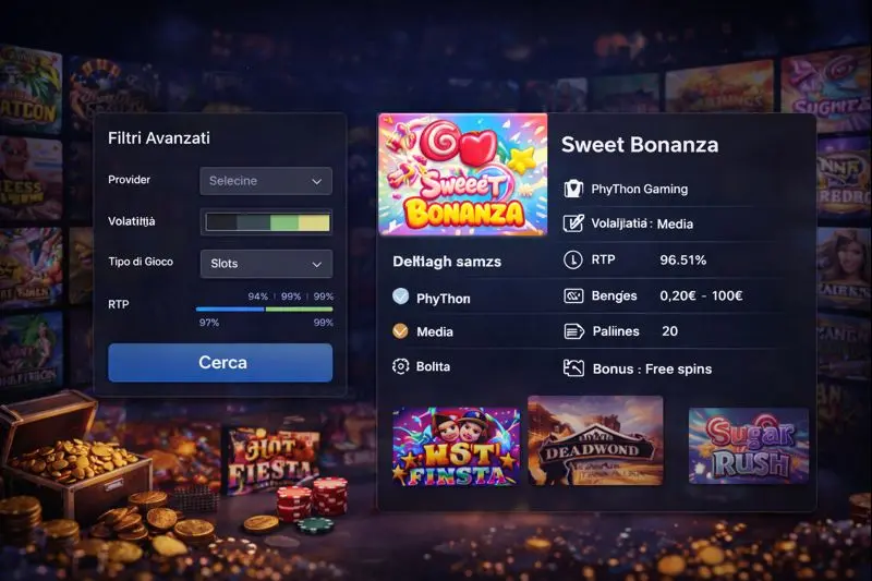 Casino game filters and details
