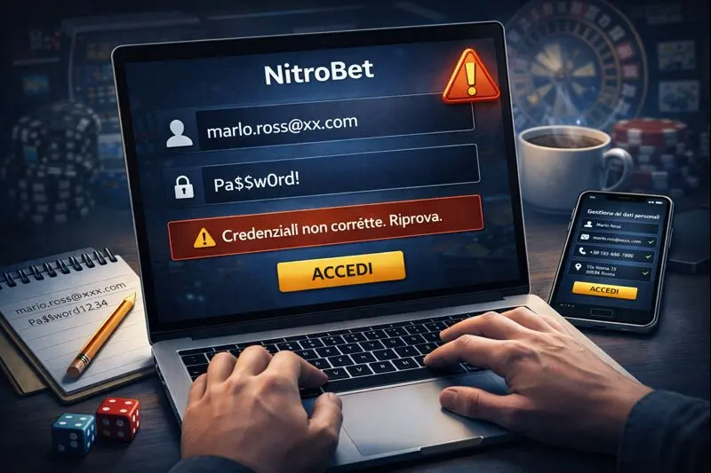 Errore accesso account NitroBet