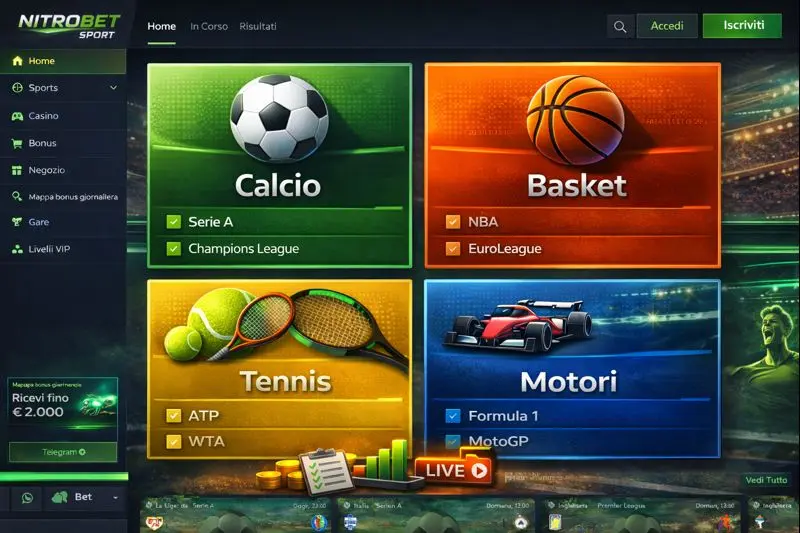 Sezioni sport popolari NitroBet