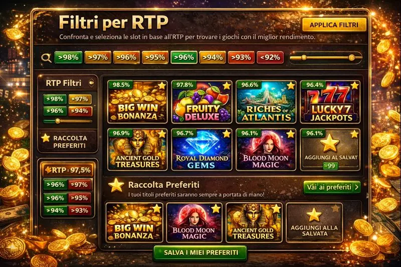 Casino RTP filter interface